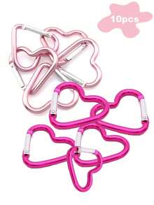 10 件/20 件/1 件心形铝合金登山扣钥匙扣，粉色/酒红色铝合金吊坠钥匙扣，背包配件固定挂钩，户外钥匙扣工具，适用于日常生活和户外悬挂钥匙、手电筒、绳索、软管、水瓶等物品，也可用作钥匙扣，户外露营徒步旅行背包配件 - 彩色 - 查看 12