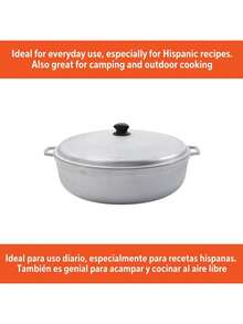 11.6Qt Cast Aluminum Caldero Large Cooking Capacity Durable And Reliable Traditional Design Culinary Ptability Versatile Essential Perfect For Cooking Rice Simmering Soups Beans Sauces Stews Oven-Safe Without Lid Even Heat Distribution