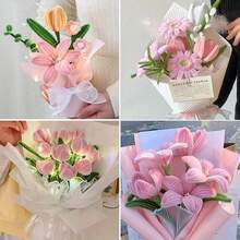 51 件/101 件/301 件毛绒线浅粉色管道清洁器工艺品带教程卡，雪尼尔茎花套件用于 DIY 艺术用品项目装饰 - 用于 DIY 工艺创意项目，鲜花制作 - 粉色 - 查看 10