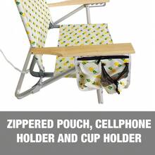 FENGSEN Reclining Beach Chair With 5 Positions And Awning – Aluminum Folding Chair With Wooden Armrests, Cup Holders, And Storage Bag, Ideal For Beach, Camping, And Garden - Kem Dứa Nhiệt Đới - Xem 4