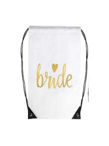 1pc Bride & Bride Tribe Printed Gift Bags,Black And White Drawstring Gift Bag For Wedding Favor, Bride Shower, Bachelorette Party Decorations