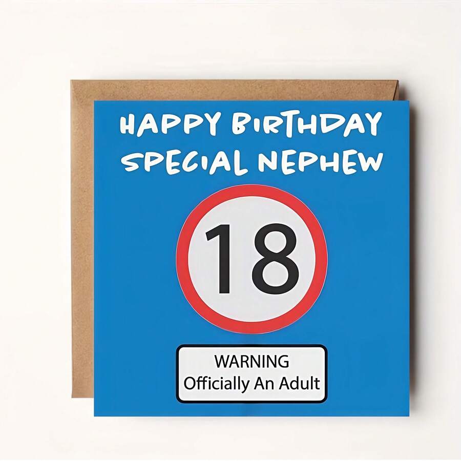 给我侄子的18岁生日贺卡 - 带有牛皮纸信封的生日贺卡是送给我侄子的一份精美礼物