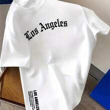 BREATHABLE COOL SUMMER Summer Luxury Streetwear Brand  Cotton Fashion Los Angeles Letter Print T-Shirt Loose And Fashionable Casual T-Shirt Women Tees - trắng - Xem 1