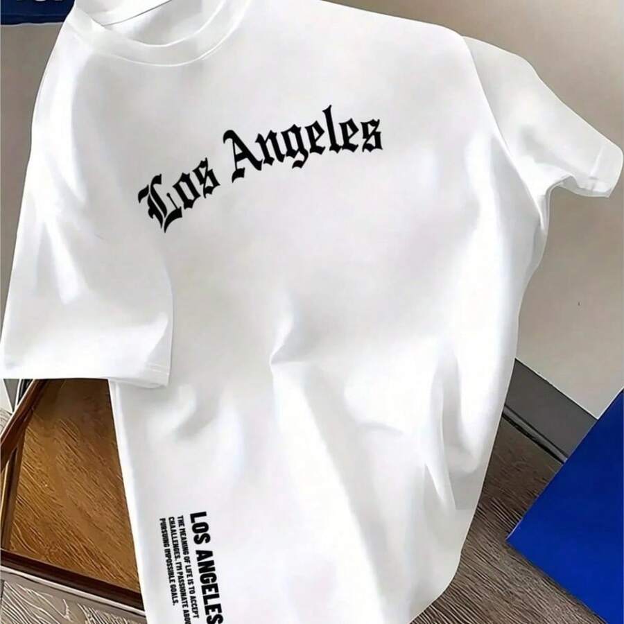 BREATHABLE COOL SUMMER Summer Luxury Streetwear Brand Cotton Fashion Los Angeles Letter Print T-Shirt Loose And Fashionable Casual T-Shirt Women Tees - trắng - Xem 1