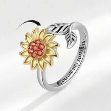 1 件奢华时尚金银锆石水钻旋转指尖戒指，女士缓解焦虑蝴蝶可调节开口戒指，结婚珠宝，缓解压力，日常佩戴 - 多色 - 查看 41