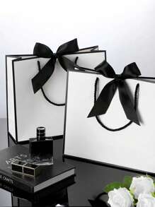 1/2/5 件 - 风景风格牛皮纸礼品袋、购物袋、手提袋、蝴蝶结装饰手提袋、黑色大容量纸袋、万圣节、感恩节、圣诞节、新年、婚礼、情人节、生日礼品袋、简约纯色购物袋、小型企业用品、最便宜的商品、圣诞派对、春夏婚礼、婚礼季、圣诞礼品袋珠宝礼品盒，适用于户外派对、节日派对