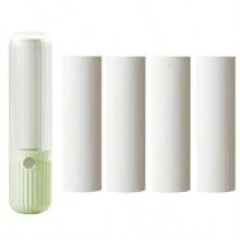 1pc Portable High-Grade ABS Material Mini Lint Remover In Cream & Contrast Color, Reusable T-Shape Fabric Clothes Pet Hair Remover, Daily Universal Pet Supplies