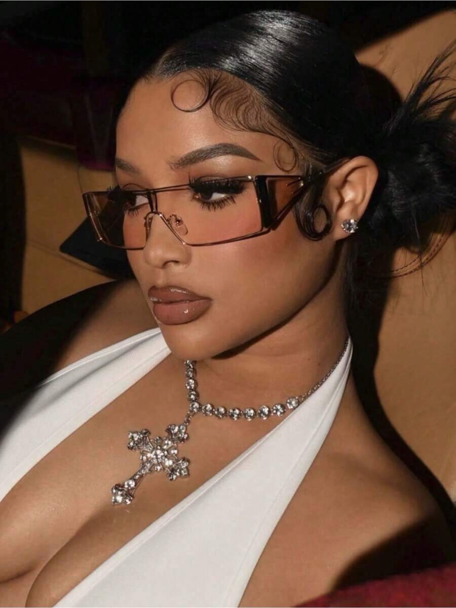 1PC Metal Frame Fashion Glasses Vintage Fashion Glasses Beach Camping Accessories For Women Shades Basics Business Casual Woman Vacation Outfits Women Suit For Summer Hoodie Jackets Dress And Long Sleeve Shirt Preppy Style For Back To School - 香檳色 - 查看 1