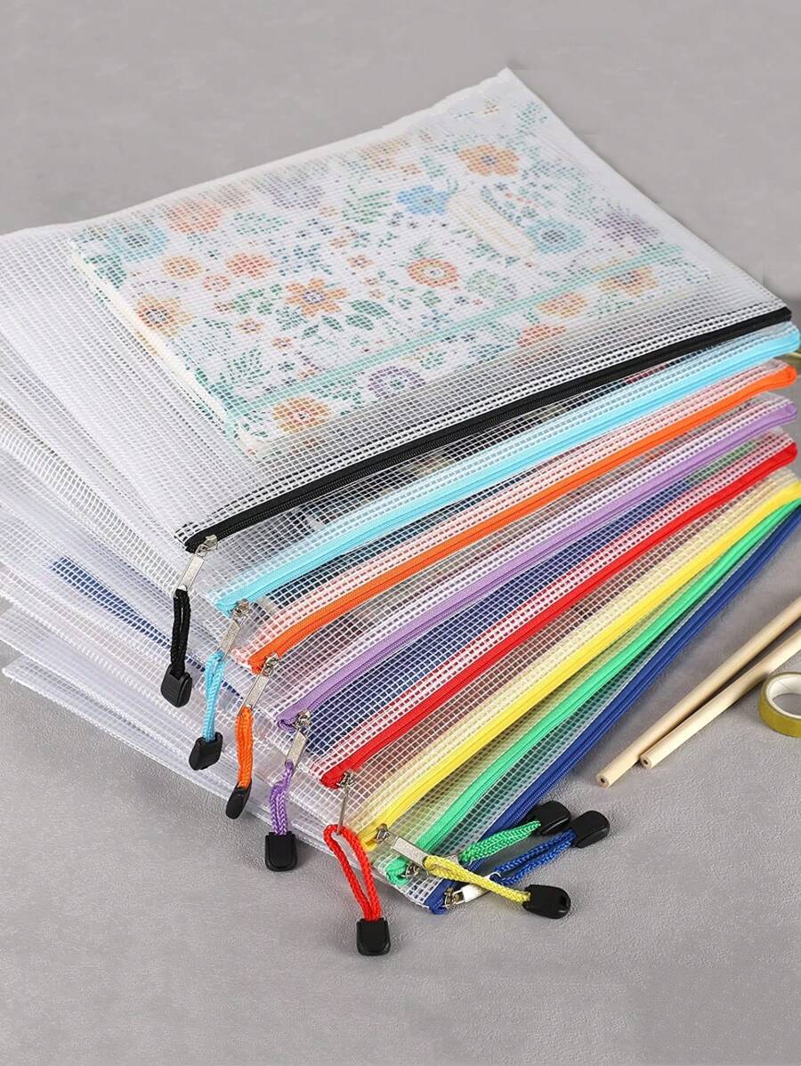 1/5/10 buc Saci cu fermoar din plasă, pungă puzzle pentru organizarea depozitării, dimensiune letter, dimensiune A4, saci de fișiere cu fermoar pentru rechizite școlare de birou