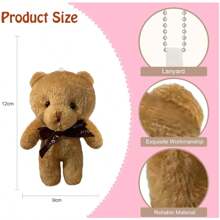Set da 2 pezzi, set da 3 pezzi, set da 6 pezzi, da 1 a 20 pezzi di orsetti di peluche teddybear piccoli da 4,7 pollici,giocattoli di peluche, ciondoli per borse, regali per matrimoni e compleanni, decorazioni per torte di compleanno, matrimonio, feste e accessori fai-da-te