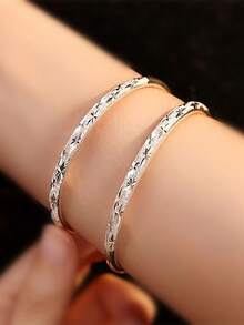 1 件优雅女士 925 纯银闪亮星星可调节手链，奢华简约金属首饰，送给朋友的礼物 - 銀色 - 查看 7