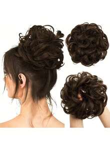 6 Inch Synthetic Hair Bun Extensions Messy Curly Elastic Hair Scrunchies Hairpieces Chignon Donut Updo Hair Pieces For Women - Multicolor - View 11