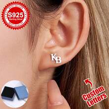 S925 Sterling Silver Custom Double - Letter Stud Earrings - Personalized Jewelry Gift For Girlfriends, Boyfriends, Best Friends, And Self - Ideal For Birthday, Anniversary, Graduation, Daily Style, Date Nights, And Meaningful Milestones - Multicolor - View 7