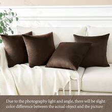 1pc Velvet Decorative Sofa Pillow Cover, Soft Square Cushion Case Suitable For Sofa, Bed, Car, Coffee Color - Coffee Brown - View 3