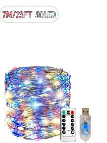 USB Copper Wire Light String -8 Modes, USB Power Supply With Remote Control, String Light Decoration, Suitable For Weddings, Christmas, Bedrooms, Birthdays, Home Decoration -50/100/200/300 LED (Warm White/White/Color)