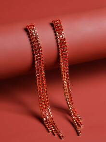 Bông tai dài trang trí bằng Rhinestone - trắng - Xem 15