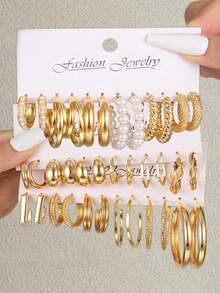 48 chiếc/bộ - Bộ 12 chiếc/bộ hoa tai nhựa hình chữ C sáng tạo cổ điển nhiều màu cho nữ, quà tặng cho phụ nữ vào ngày sinh nhật, kỳ nghỉ, tiệc tùng, phù hợp hàng ngày, đa năng - Nhiều màu - Xem 16