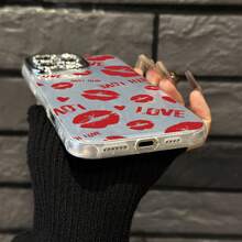 Estuche para teléfono 1PC Rojo - Labios - Y - AMOR - Impreso fino - Hilo emplumado con orificios IMD Moda y estuche para teléfono 16/ 15/ 14/ 13/ 12/ 11 Pro Promax Plus / X / Xsmax Estuche para teléfono S Son ambos hombres - Blanco - Ver 5