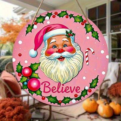 2D Flat Bohemian Style Round Faux Wood Wall Hanging - 7.8x7.8 Inch Durable 2D Flat Sign For Independence Day, Labor Day, Halloween And Christmas, Versatile Holiday Gift, Bohemian Wall Art, Seasonal Home Decor, Festive Design, Sturdy Construction, 2D Flat