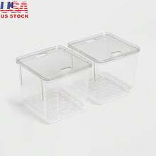 2 Paquetes Juego de cajones para refrigerador pequeño para almacenamiento de cocina con diseño transparente, con tapas y asas para frutas y verduras - Multicolor - Ver 1