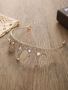 Diadème de couronne élégant, design en forme de tour en fer, convient pour les mariages, les fêtes, les accessoires de mariée, le serre-tête de princesse, couronne en alliage de cristal pour femmes, style européen et américain pour l'anniversaire, le mariage, la séance photo - Multicolore - Voir 9