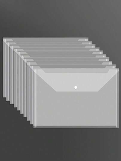 5 PIEZAS/10 PIEZAS/20 PIEZAS Bolsas de documentos A4 de plástico PP transparente blanco, modernas y simples, multiusos, impermeables y antifouling con botón a presión, útiles escolares y de oficina, carpetas de archivo para estudiantes