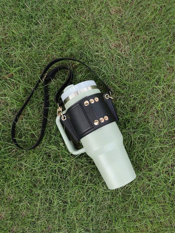 1pc Water Bottle Holder Leather Carrier Strap Compatible With Stanley 30 Oz Tumbler With Handle, Stanley Cup Accessories, Adjustable Strap, Credit Card Holder, Keyring