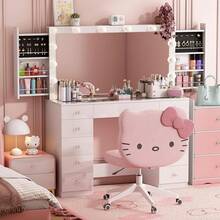 Wanan Vanity Desk With Power Outlet, Makeup Vanity With Mirror And 14 LED Light, 3 Lighting Modes,11 Drawer Vanity Table With Sliding Jewelry Storage, Glass Top, Specular Surface, White - 粉色 - 查看 1