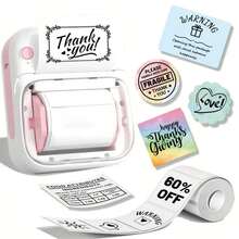 Impressora de Etiquetas Portátil e Mini, Impressora de Etiquetas Térmica Sem Fio Compatível com iOS e Android, para Escritório, Varejo, Etiquetas de Joias, Inclui um Rolo de Etiquetas Brancas de 40*20mm