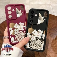 Phone Case Compatible With Samsung Galaxy S25 Ultra S24 Plus S23 S22 + Floral Elegance Pattern Full Body Protection Shockproof Soft Silicone Cellphone Cover Gift For Girls And Women - 白色 - 查看 5