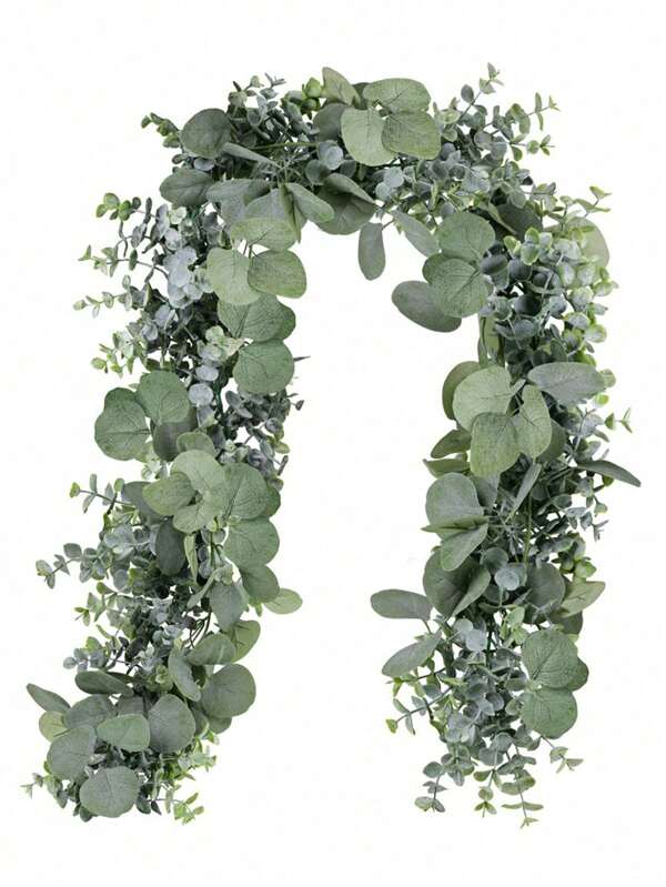 1/4pcs, 70in/178cm Artificial Eucalyptus Leaf Wreath, Boxwood Greenery Garland, Artificial Fern Vines, Suitable For Valentine's Day Backdrop Decor, Decorations, Centerpieces, Wedding Party, Floor Decor, Scene Decor, Home Decor