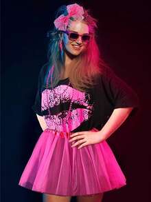 Forever & Moment 80s Outfits Costume Accessories For Women -T-Shirt, Necklace, Tutu Skirt & More For Halloween, Birthday Parties - Multicolor - View 5