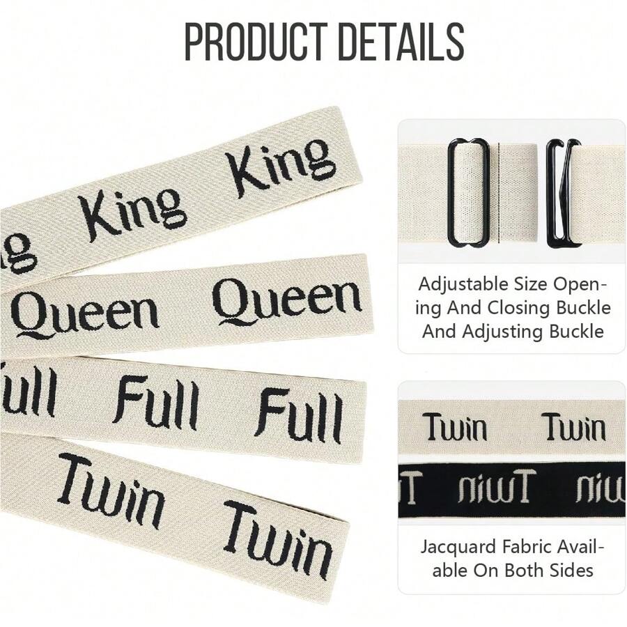 Adjustable Bed Sheet Organizer Bands Full Queen - 1 件全尺寸床單 + 1 張大床單 - 查看 1