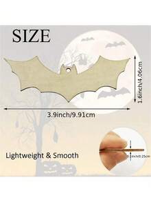 10 件未完成的空白木制蝙蝠吊坠，DIY 木制蝙蝠装饰，轻巧优雅的木制装饰适用于万圣节派对、户外装饰、家居装饰、卧室装饰万圣节装饰秋季装饰