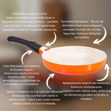 Frigideira Le Cook Grande 28cm Cerâmica Antiaderente Cabo Removível