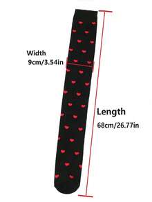 1/2 Pairs Girl's Cute Heart Knitted Thigh High Socks, Spring & Autumn - Multicolor - View 2