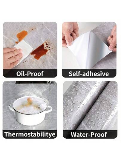 Roll Of Blauw Marble Vinyl Wallpaper Goud Pattern|PVC|Easy To Paste, Detachable Kitchen Bathroom ation|Home ation|Stylish Appearance Home Renovation, Wand ation Paper Stickers view 3