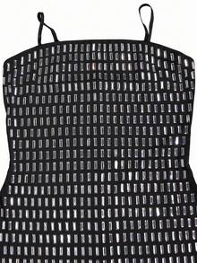 Fashion Elegant Women's Sparkling Rhinestone Decorated Backless Sexy Halter Graduation Dress New Birthday Party Summer Festival Prom - Black - View 7