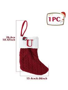 1pc Christmas Knit Monogram Stockings, Small Xmas English Letters Hanging Stockings Socks, Fireplace Decor, Hanging Decor, Christmas Stocking Fillers, Christmas Party Decorations, Party Favors Party Supplies, Christmas Tree Decorations, Christmas Decorations Home, Christmas Decor, Home Decor Room Decor, Christmas Baubles, Christmas Gifts Package, Xmas Decor, 2026 New Year Decor Winter