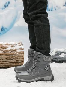 Botas de senderismo para hombre de suela gruesa y alta para otoño/invierno, botas de mujer talla grande (talla 36-46) de PU, zapatos de senderismo, zapatos casuales cómodos, botas de trekking, botas de escalada deportiva al aire libre, zapatos de campamento en la naturaleza, forrados térmicos, antideslizantes y duraderos, botas de senderismo negras