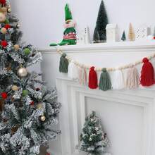 Christmas Banner Tassel Garland And Red White Green Brown Pom Pom Garlands Wall Hanging Home Decor For Party Decoration Christmas Decorations Room Decor Winter Christmas Decorations Home Christmas Gifts Christmas Decor