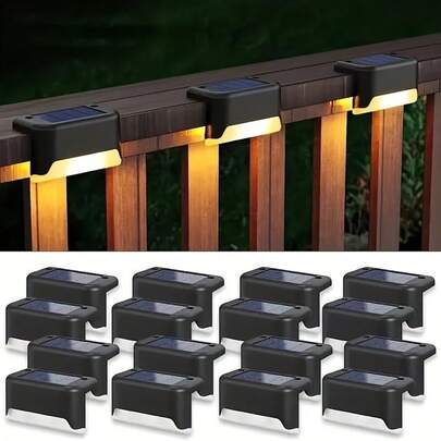 Solar Powered Outdoor Garden Lights, IP44 Splash-Proof, Home Garden Decor Stair Deck Lights, Pathway Wall Lights, Railing Decorative Lights, Festival Decoration Atmosphere Lights