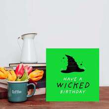 Evil Birthday Card - Fun Witch Hat Design - Halloween Birthday Card For Friends, Close Friends, Family, Him Or Her - Magical Green Theme