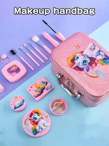 儿童假装玩化妆套装玩具（假的）、钱包整理器和模拟场景互动游戏、随机款式 DIY 指甲贴纸、圣诞节和新年的绝佳礼物