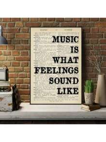1 Stück, bedruckter Musikzitat-Leinwanddruck - Rahmenlos für Wand-Kunst in Wohnzimmer, Schlafzimmer, Restaurant, Badezimmer, Büro und mehr - zeitgenössische Heimdekoration Geschenk - "Musik ist der Klang des Gefühls"