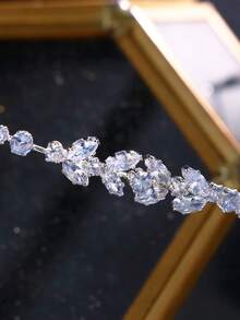 1件新娘奢华水晶叶子发箍，时尚优雅的派对发饰，婚礼发饰 - 銀色 - 查看 2