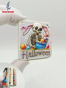 1PC Halloween Style 3d Stereo Flat Refrigerator Magnets, Skull & Devil Holiday Souvenir Refrigerator Magnets, Home Decoration Products, Kitchen, Room, Home, Suitable For Halloween Day Of The Dead Halloween Decor Room Decor - Color - View 9