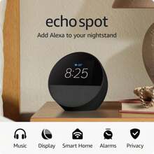 Echo Spot (Newest Model), Great For Nightstands, Offices And Kitchens, Smart Alarm Clock With Alexa, Black,8171438