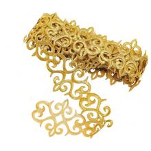 1M/Roll Golden Lace Trim Ribbons Embroidered Polyester , Metallic Lace Ribbons Crafts DIY 35mm Wide Iron On Flower Lace For Costumes Dress Decoration,The Back Contains Hot Melt Adhesive - Multicolor - View 11
