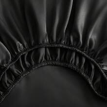 Black Satin Bed Sheet Set – Luxury Silky Sheets With Deep Pocket Fitted Sheet And Pillowcases - Black - View 4